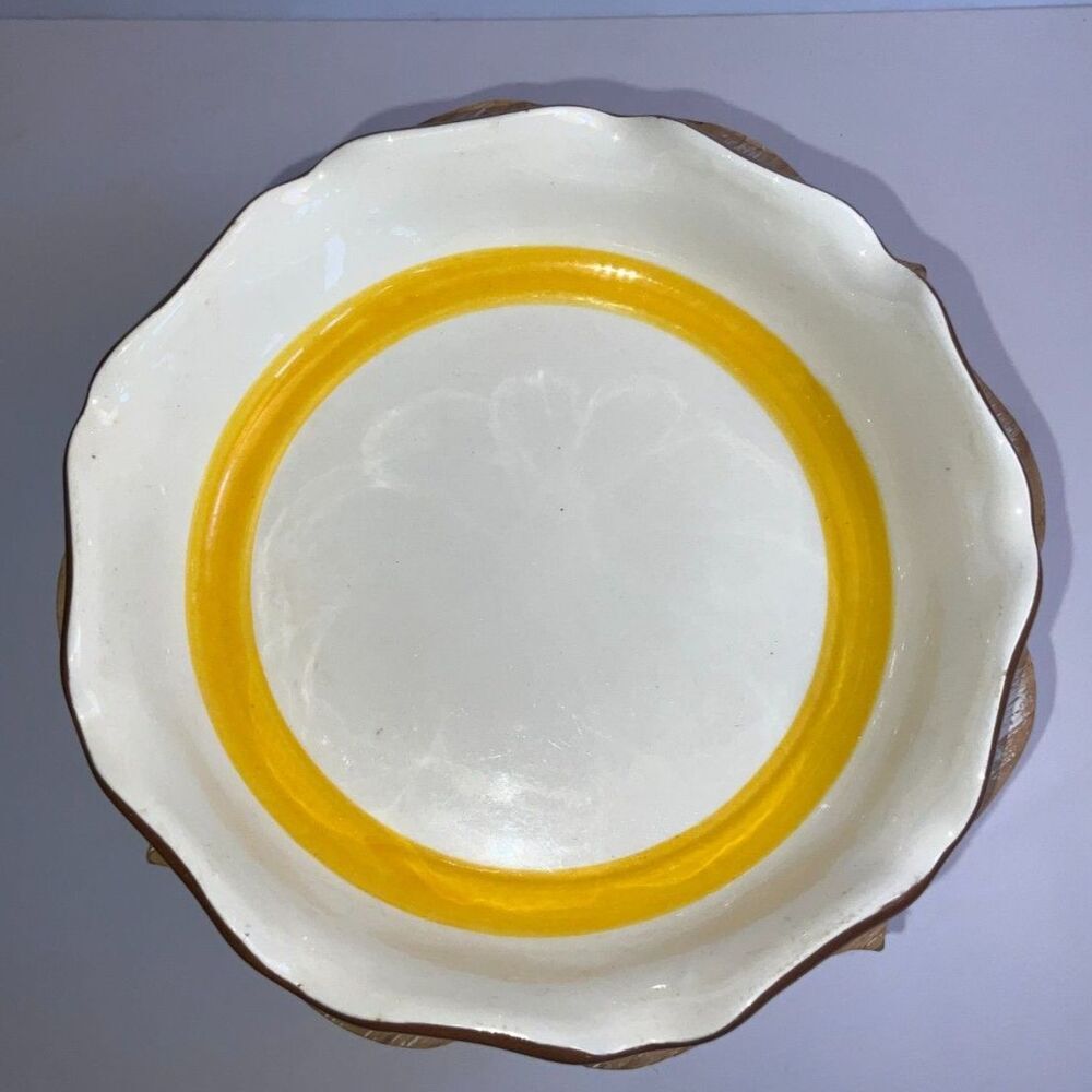 Vintage Stangl 8" baking dish white, yellow and brown